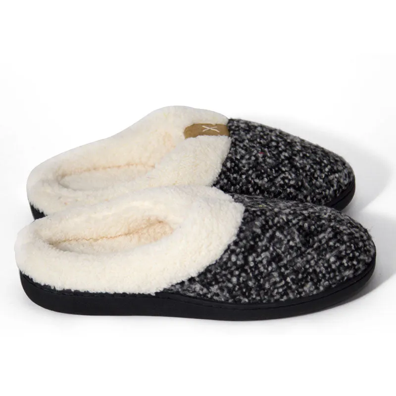 Bras & Honey Ladies Grace Slippers Memory Foam Mule, Grey Marl