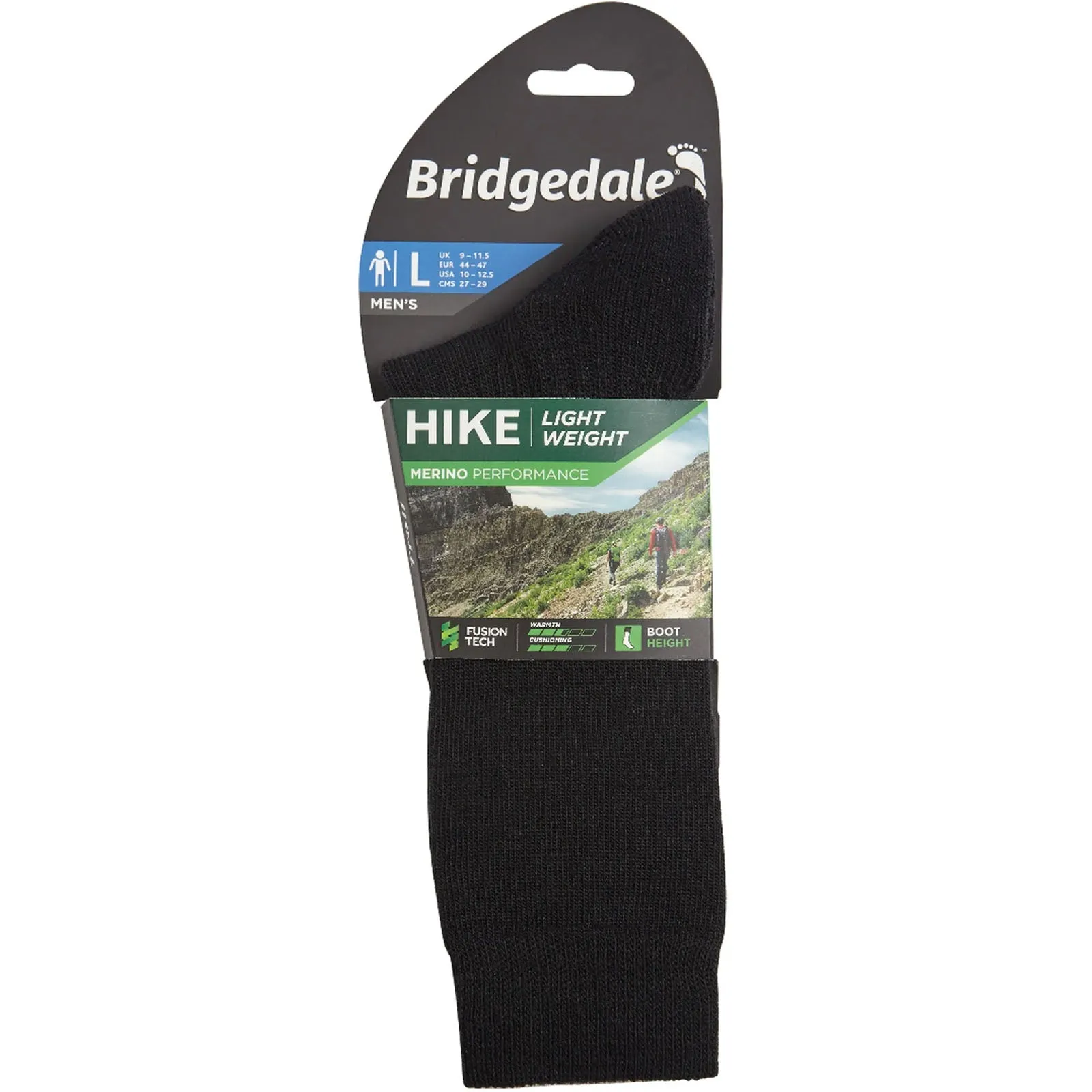 Bridgedale Mens Hike Lightweight Merino Performance Socks - Black