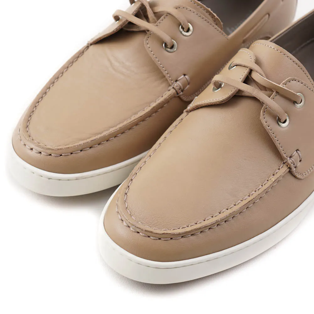 Brioni Tan Calf Leather Boat Shoes