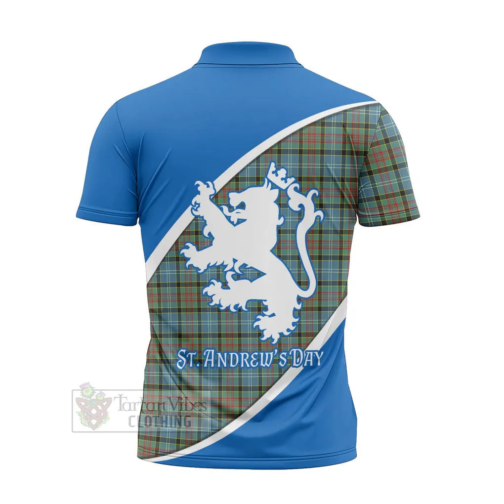 Brisbane Family Crest Tartan Zipper Polo Shirt Celebrate Saint Andrew's Day in Style