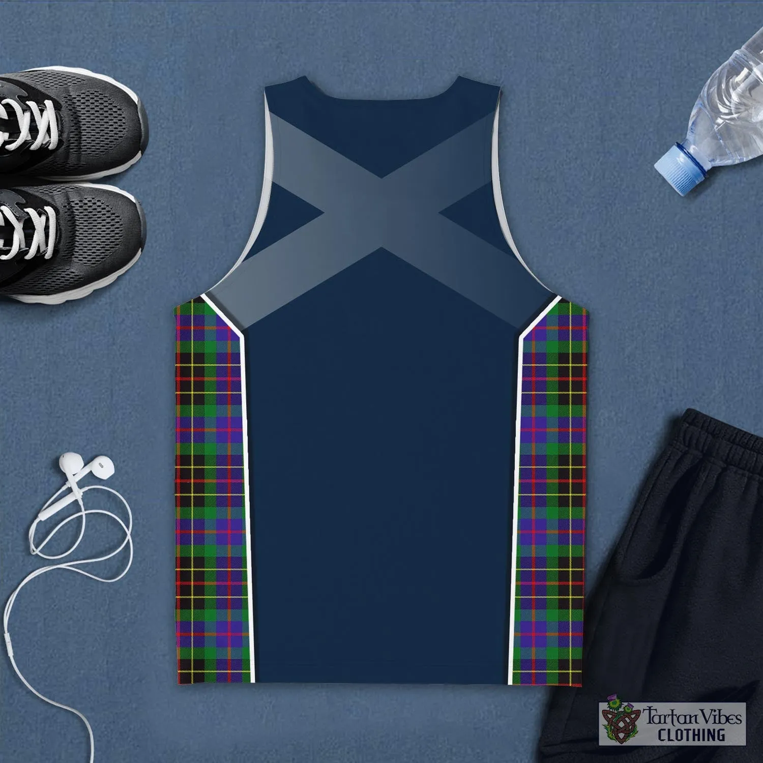 Brodie Hunting Modern Tartan Men's Tanks Top with Family Crest and Scottish Thistle Vibes Sport Style