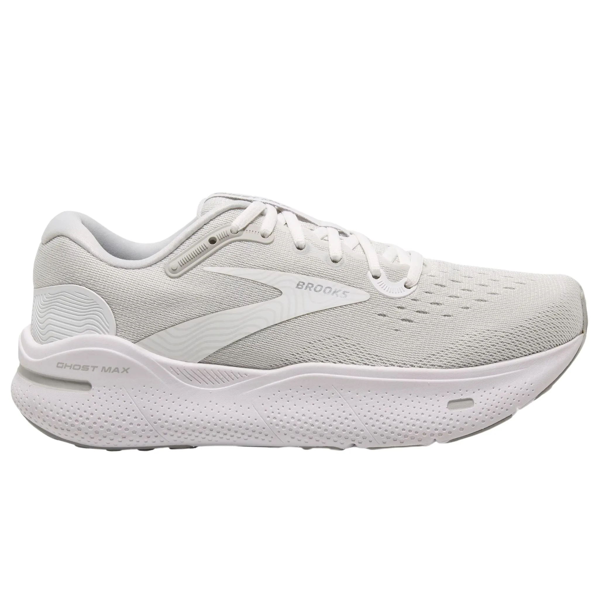 Brooks Men's 110406 124 Ghost Max White Oyster Metallic Silver Cushion Running Shoes