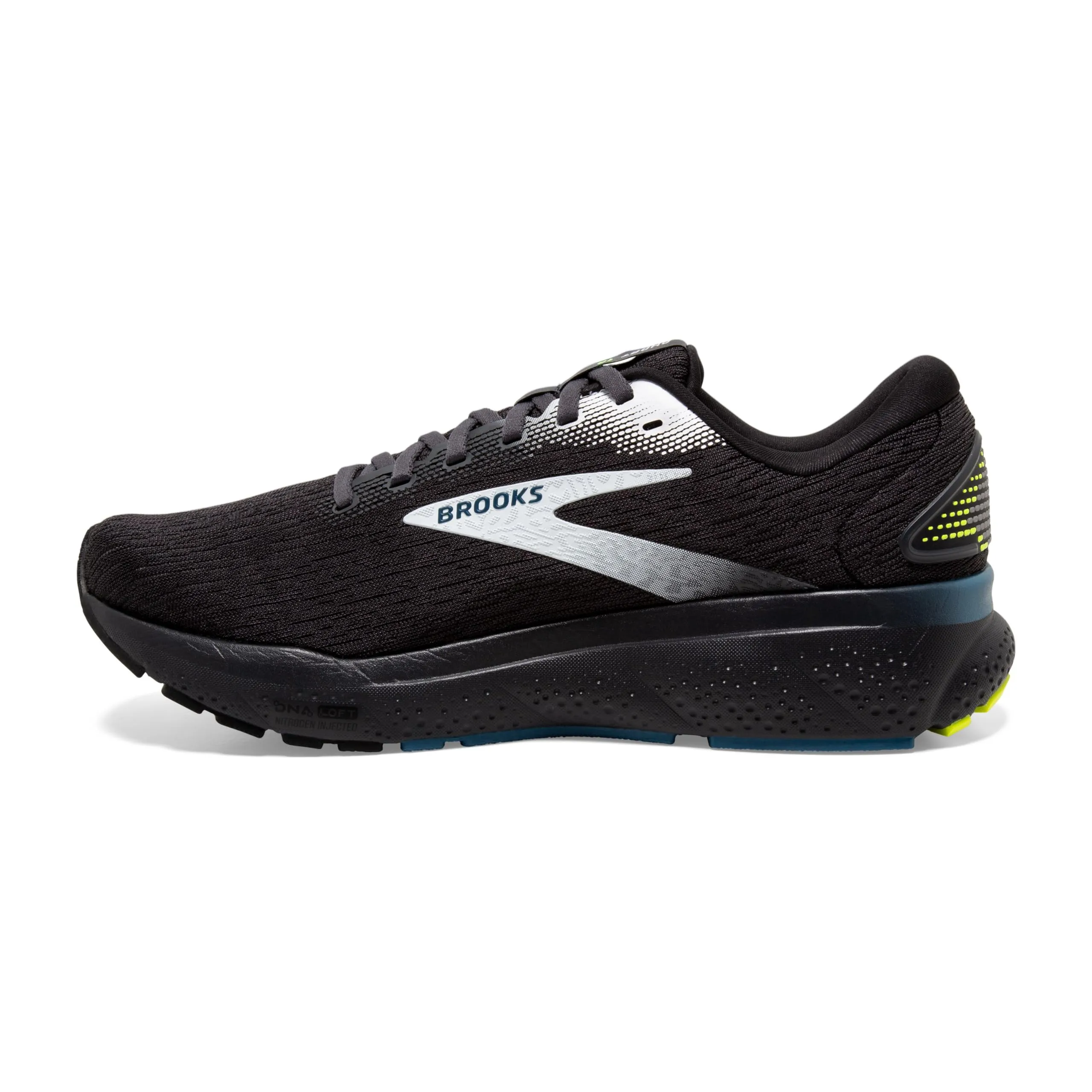 Brooks Men’s Ghost 16 Neutral Running Shoe - Black/Ebony/Blue - 9.5 Medium