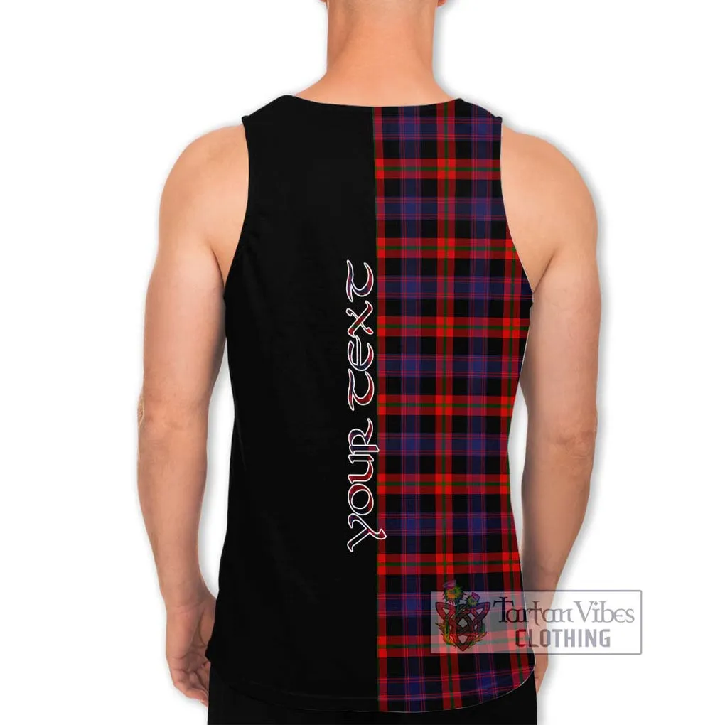 Broun Modern Tartan Men's Tank Top with Family Crest and Half Of Me Style