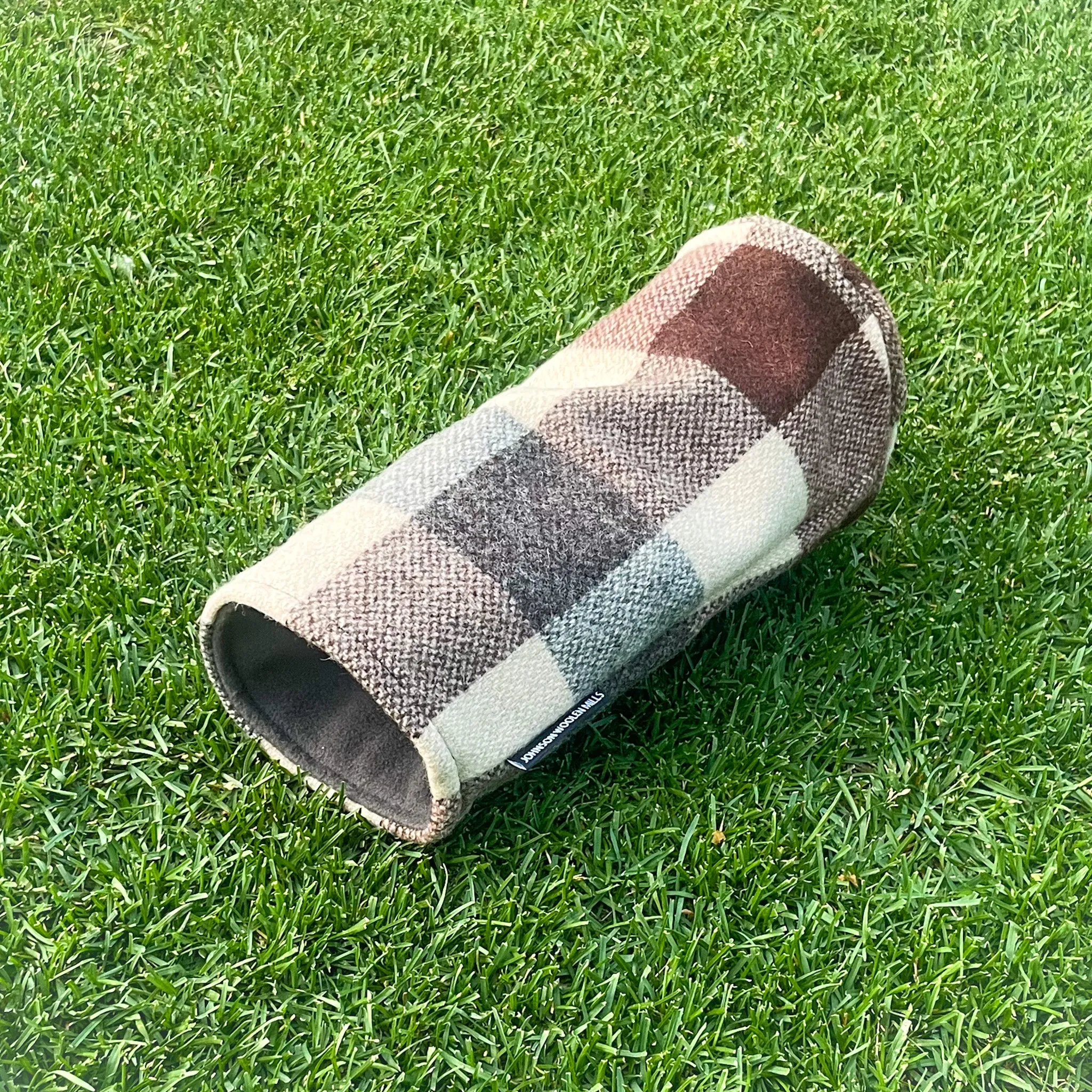 Brown Beige Check Wool Headcover