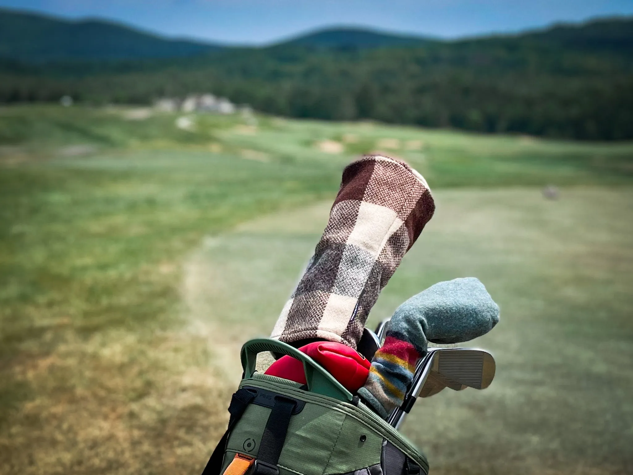 Brown Beige Check Wool Headcover