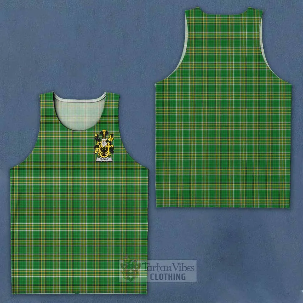 Browne Irish Clan Tartan Men's Tank Top with Coat of Arms