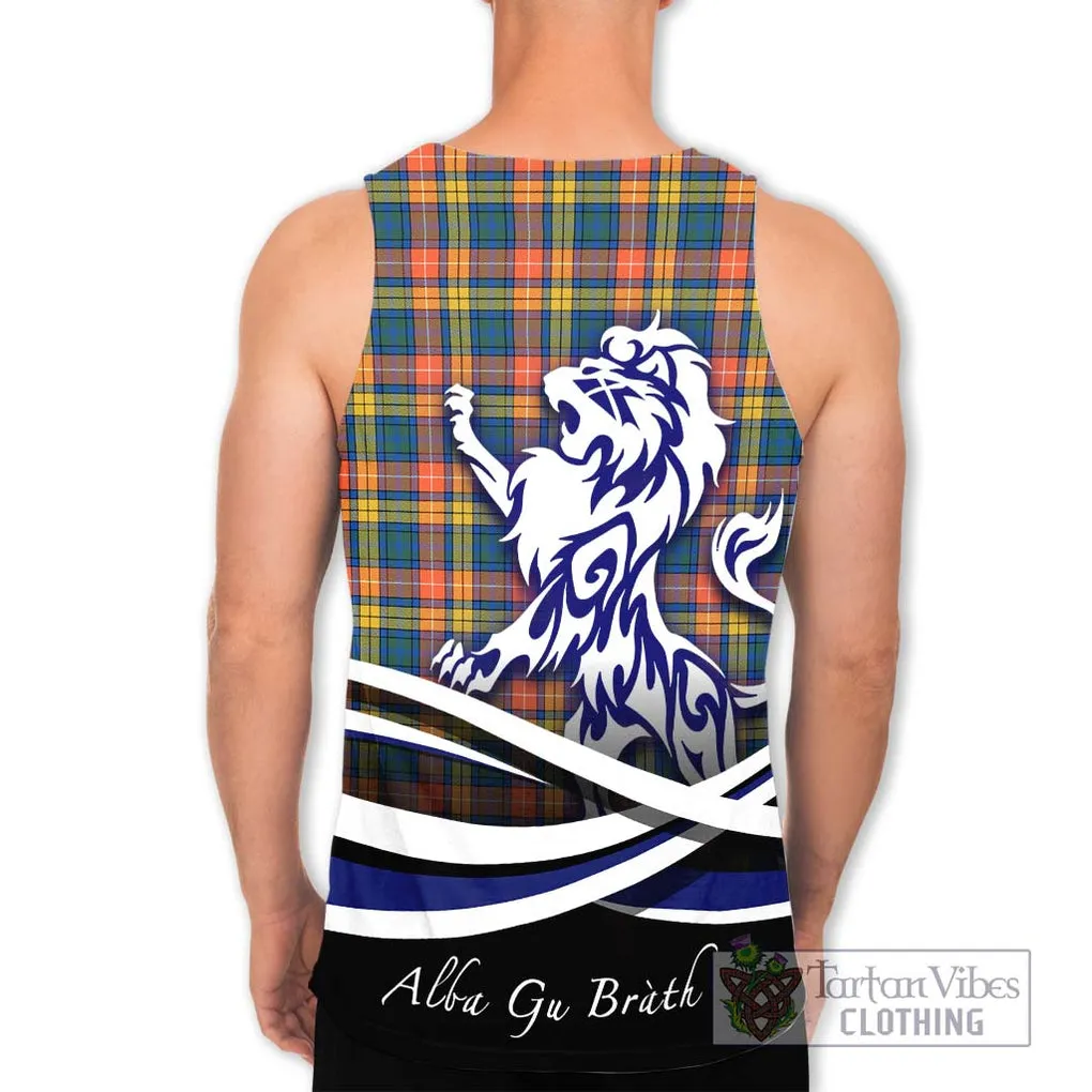 Buchanan Ancient Tartan Men's Tank Top with Alba Gu Brath Regal Lion Emblem