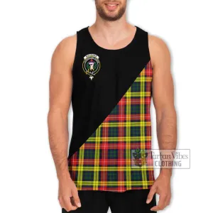 Buchanan Modern Tartan Men's Tank Top with Family Crest and Military Logo Style