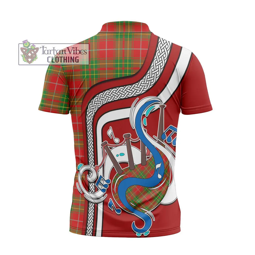 Burnett Tartan Zipper Polo Shirt with Epic Bagpipe Style