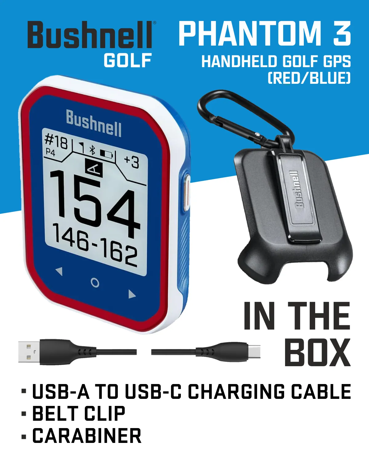 Bushnell Phantom 3 Slope GPS Golf Green with Slope Technology, Touchscreen, Magnetic Cart Mount, Wearable4U