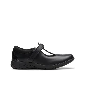 Clarks Relda Gem K Girls Black T-Bar School Shoes