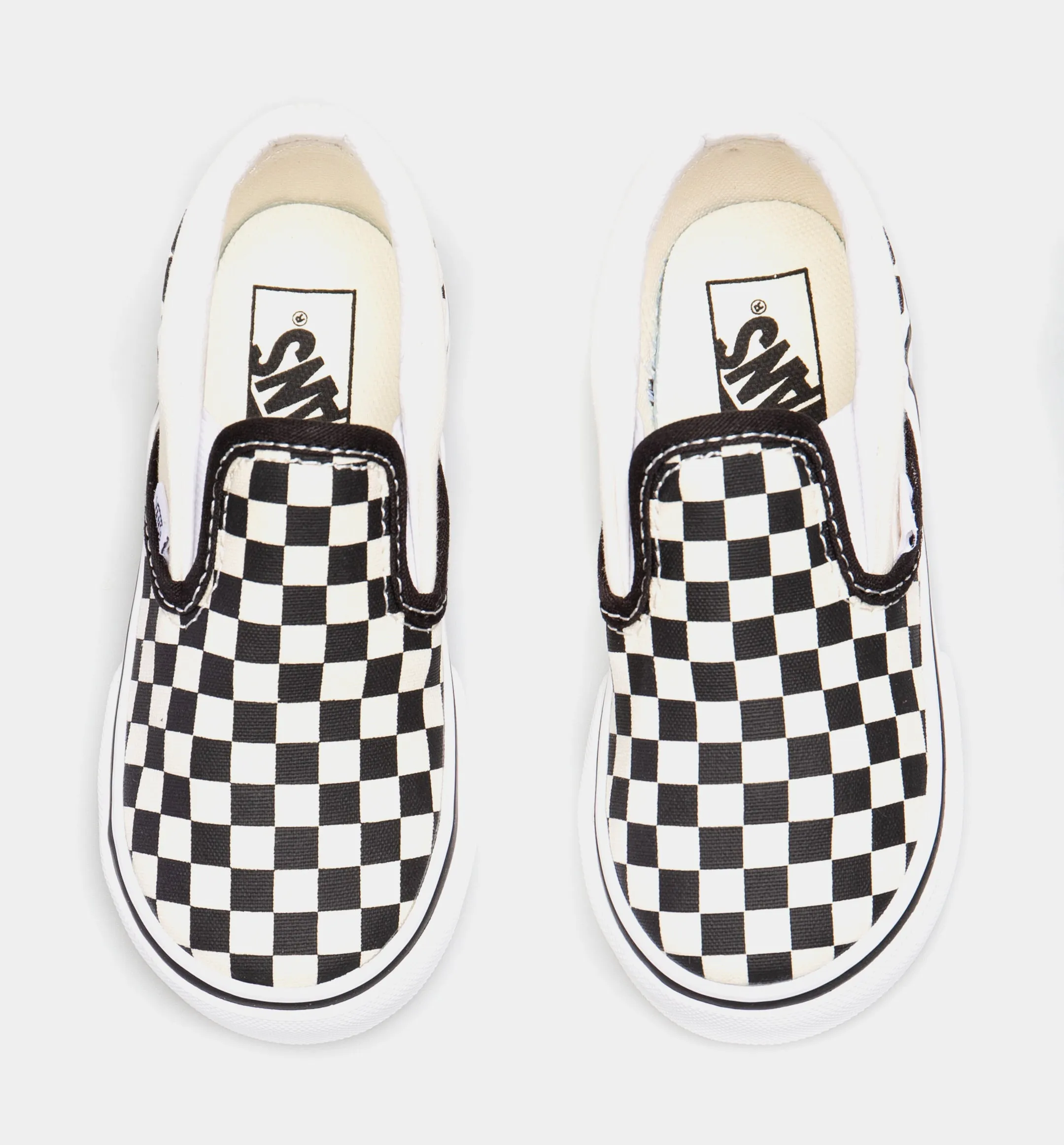 Classic Slip On Checkerboard Infant Toddler Lifestyle Shoes (White/Black)