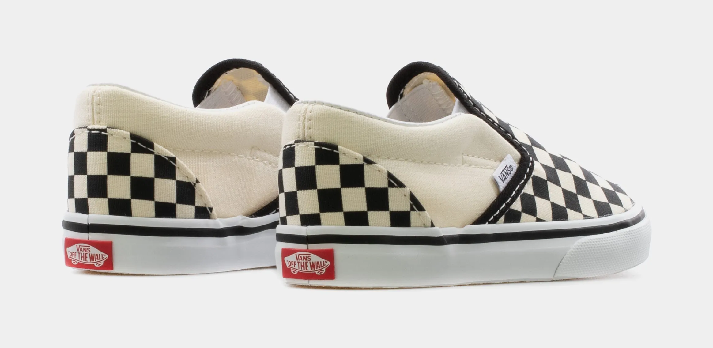 Classic Slip On Checkerboard Infant Toddler Lifestyle Shoes (White/Black)