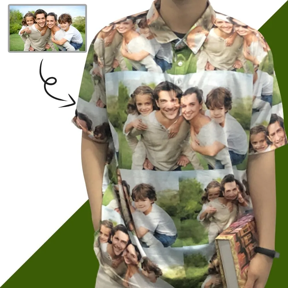 Couple Matching Shirt&Dress Custom Face Photo All Over Print Polo Shirt Personalized Men's Golf Shirt