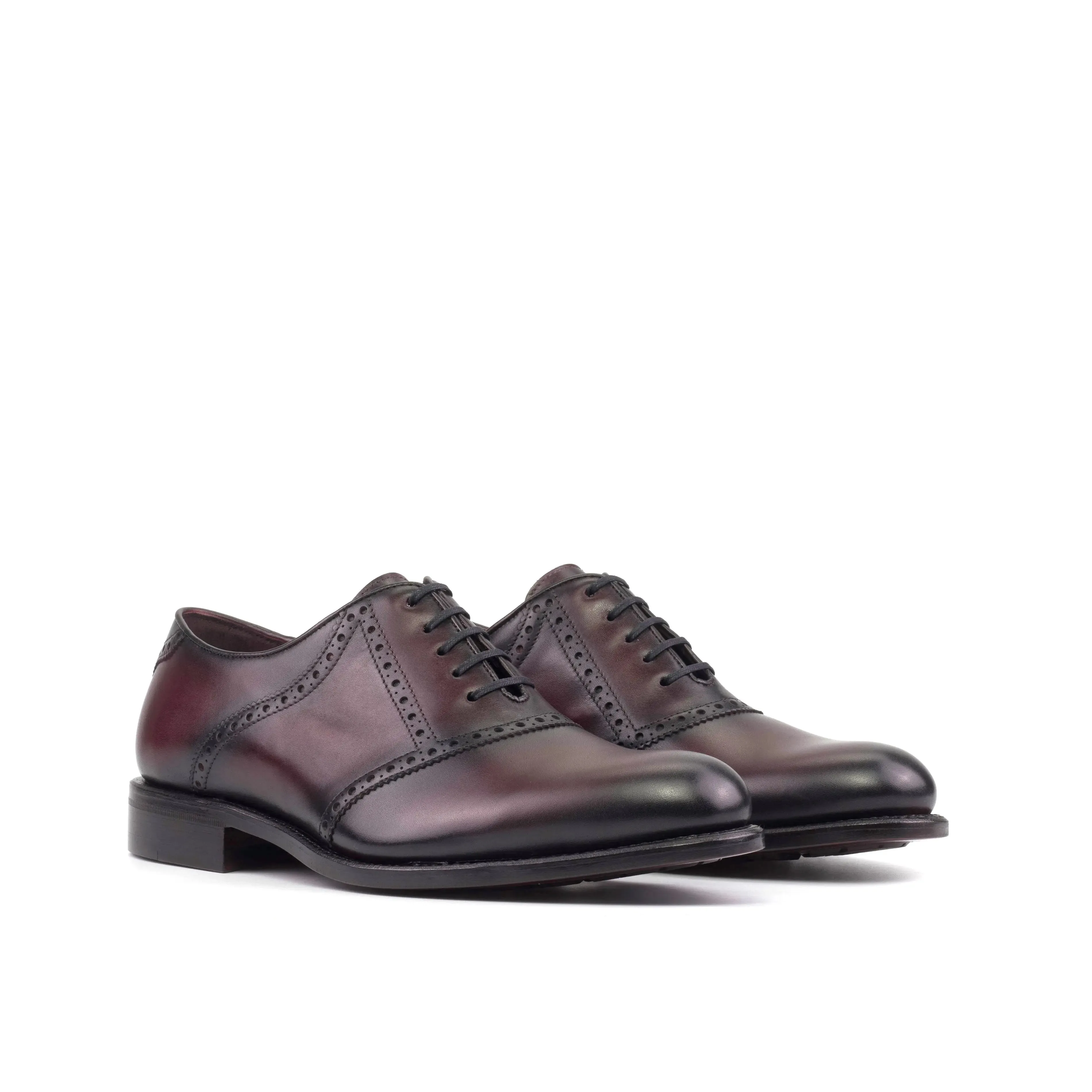 DapperFam Fabrizio in Burgundy Men's Italian Leather Saddle