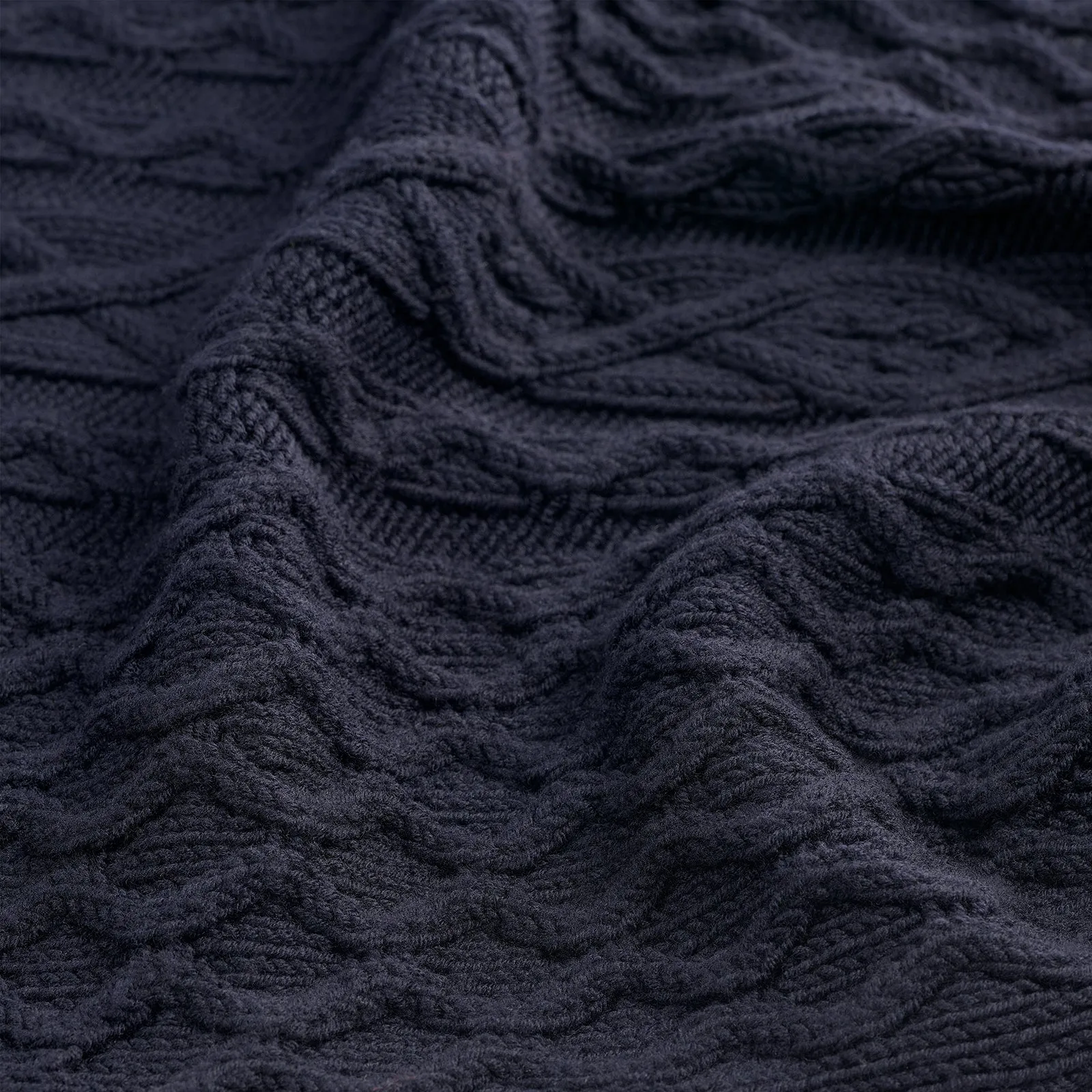 Dark Indigo Woollen Cable Knit Jumper