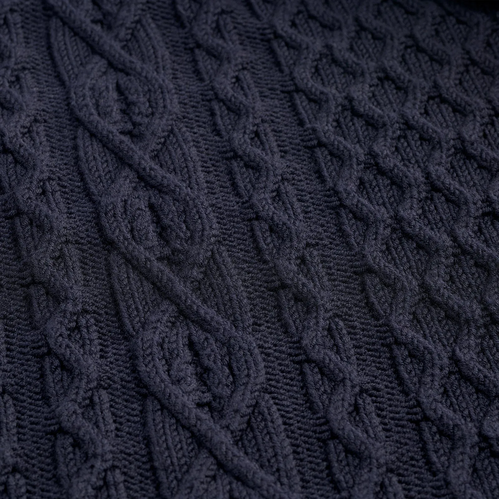 Dark Indigo Woollen Cable Knit Jumper