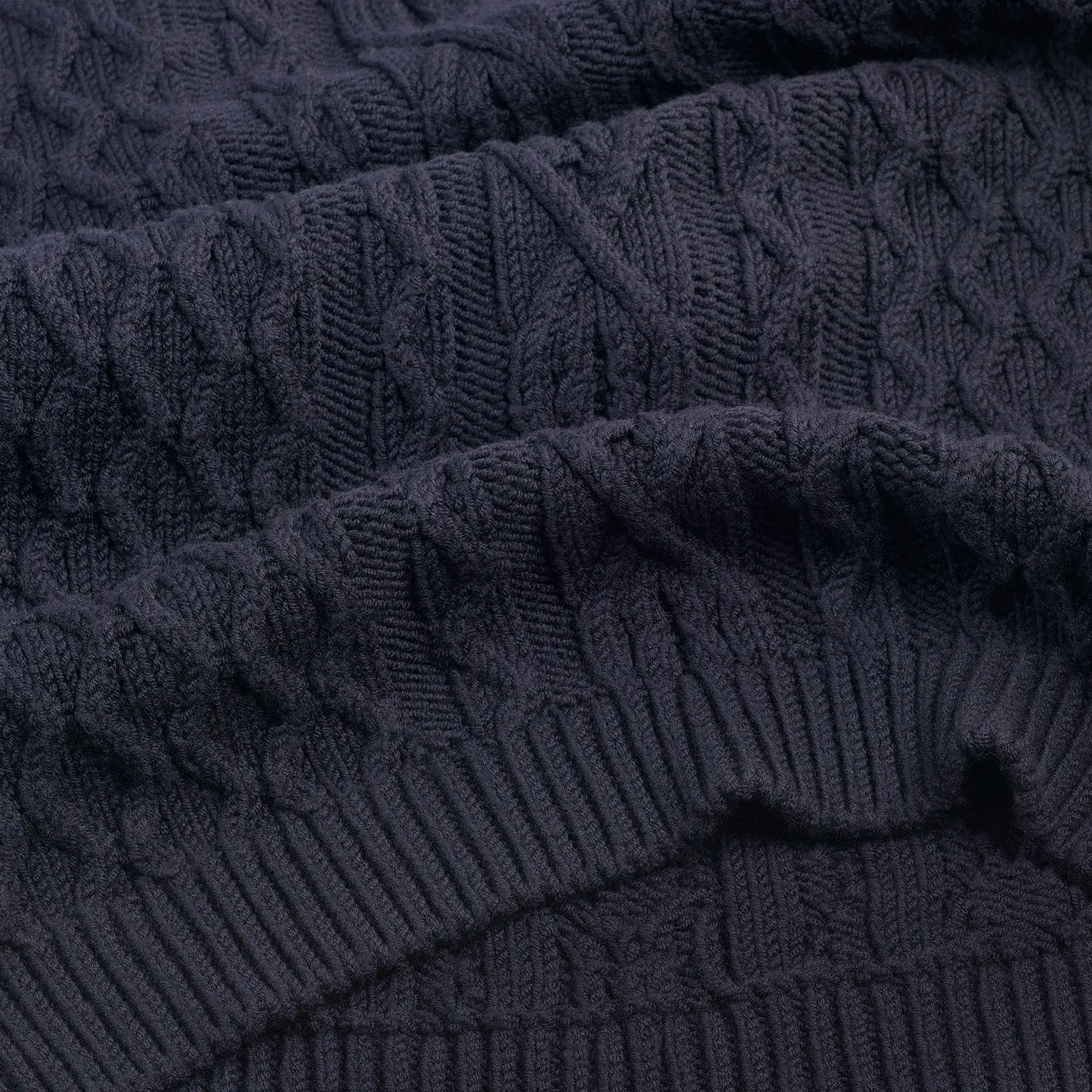 Dark Indigo Woollen Cable Knit Jumper