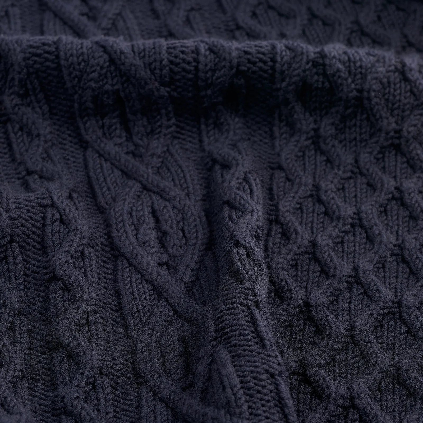 Dark Indigo Woollen Cable Knit Jumper