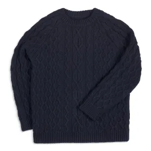 Dark Indigo Woollen Cable Knit Jumper