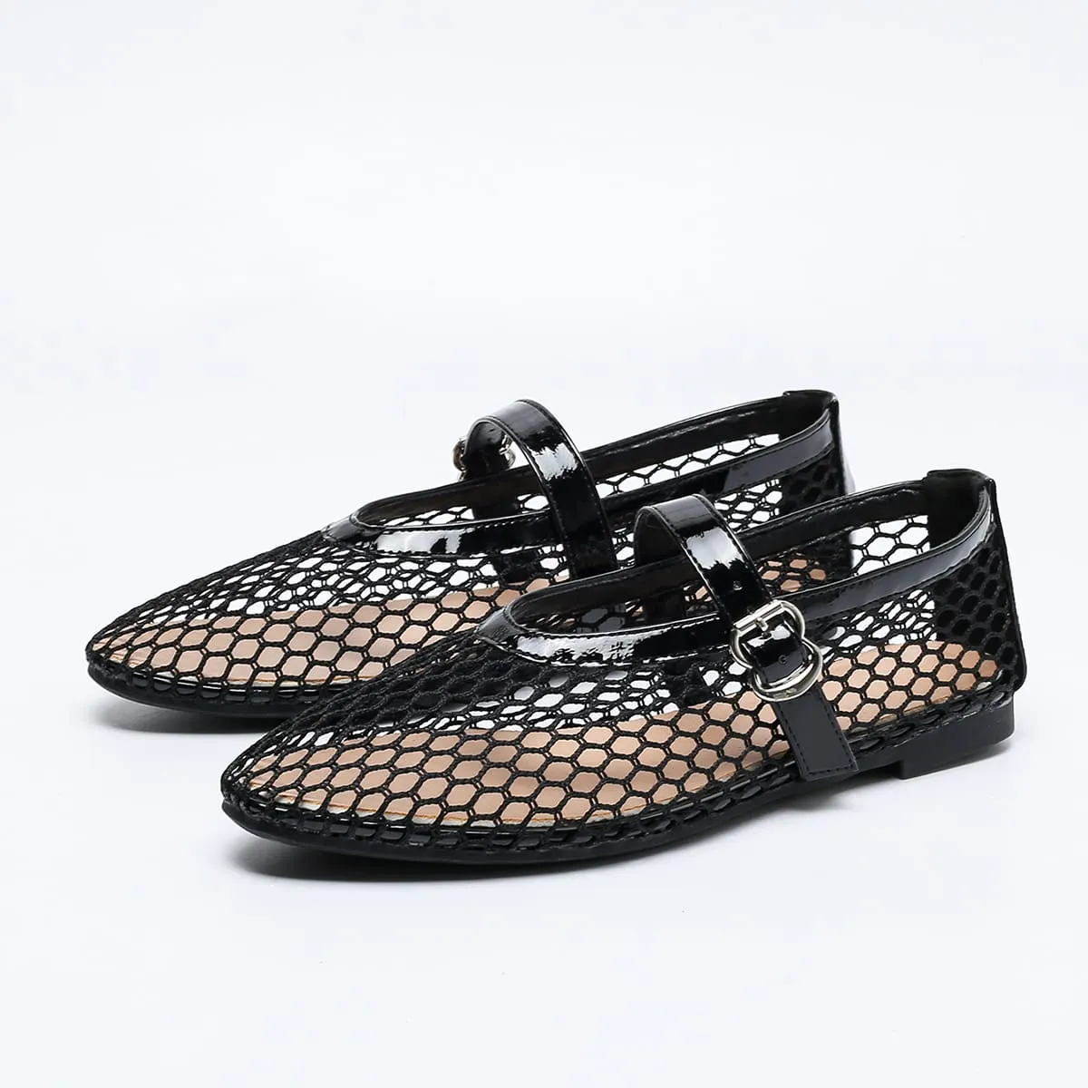 Dbeck® Breezy: Hollow Mesh Flat Mary Jane Flats for Women