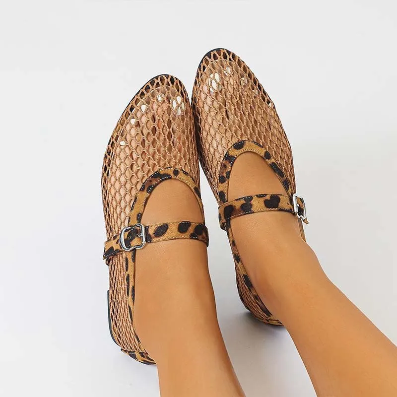 Dbeck® Breezy: Hollow Mesh Flat Mary Jane Flats for Women