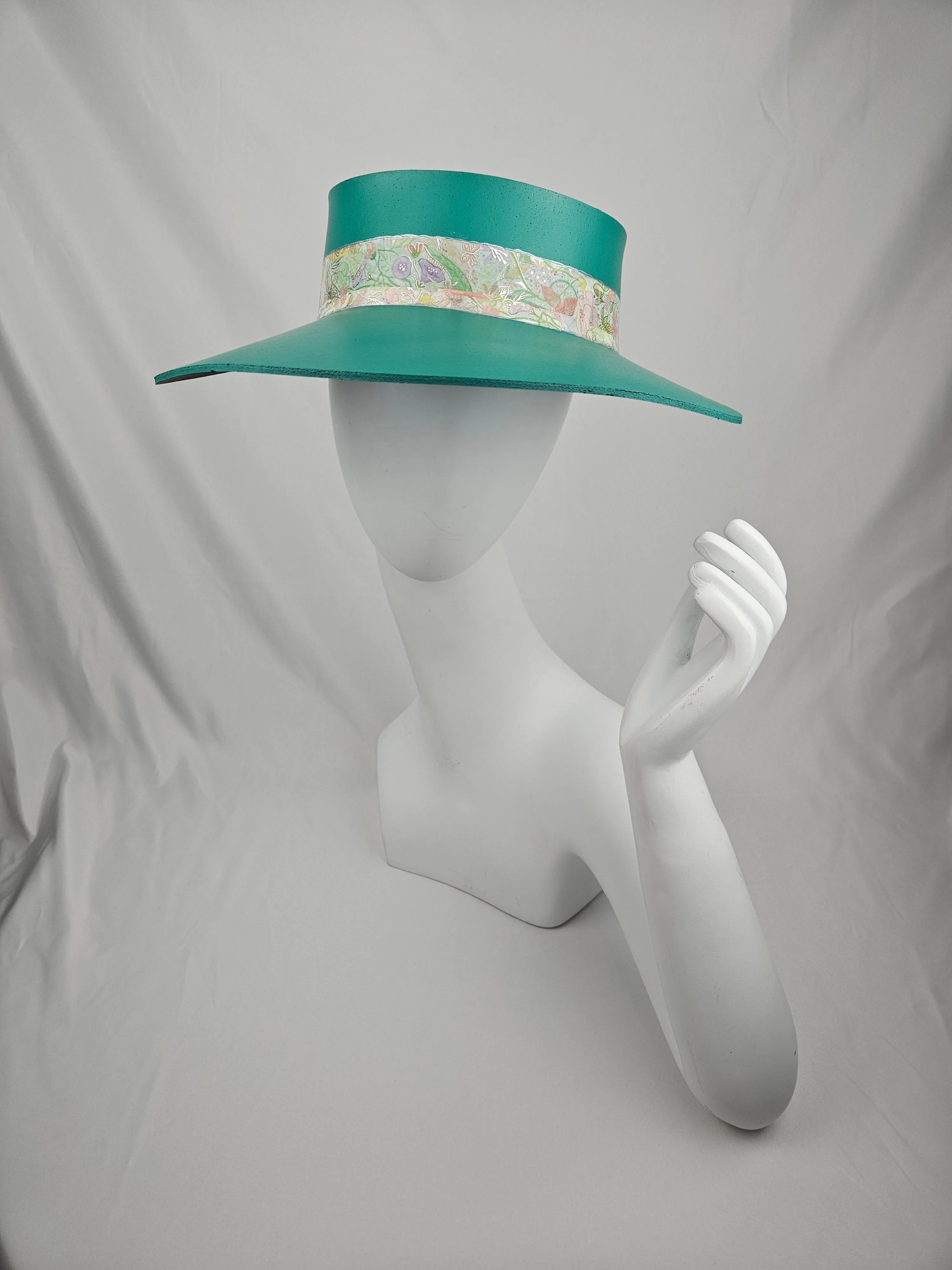 Emerald Green LadyEVA Visor Hat with Pastel Floral Band