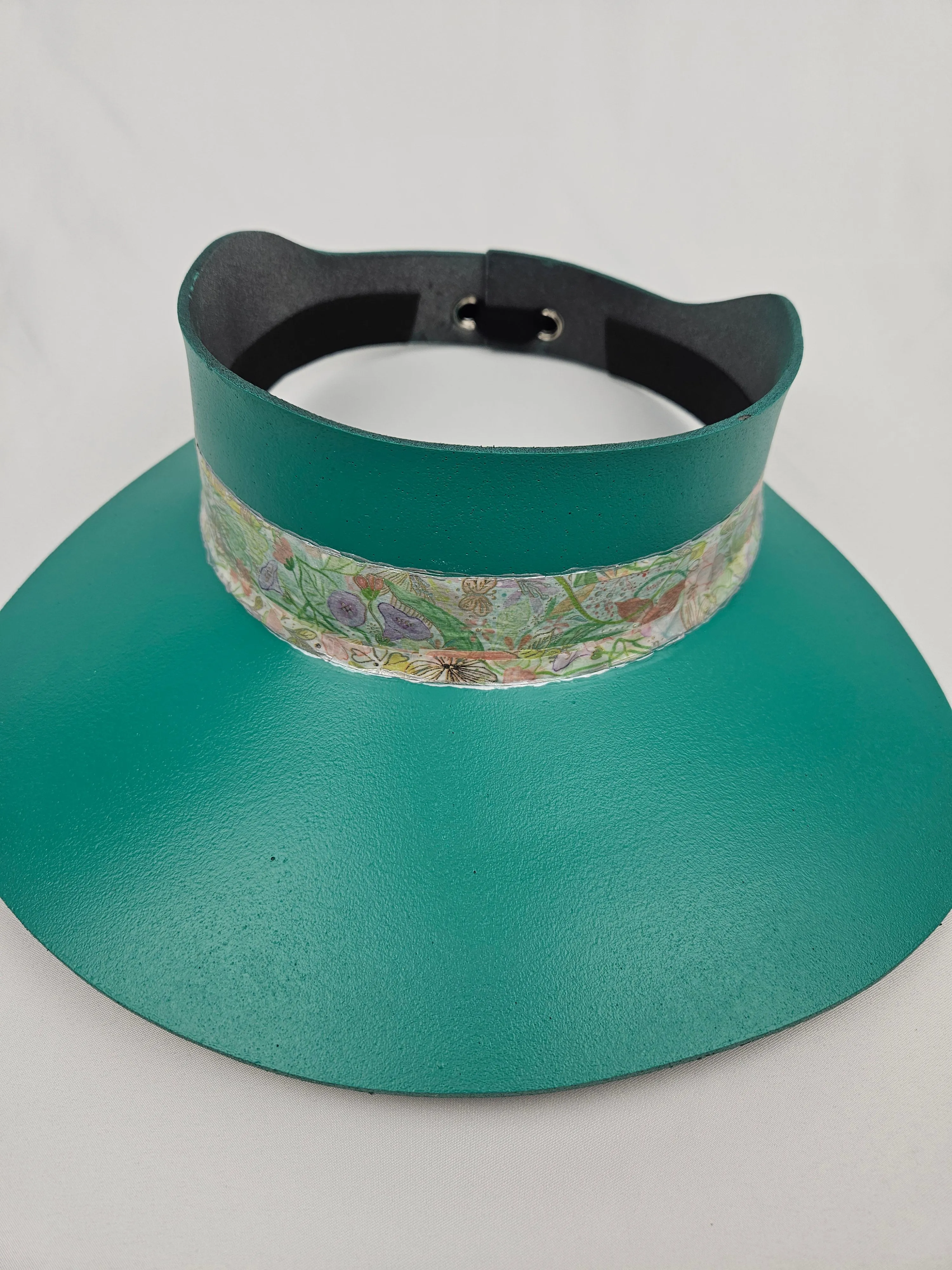 Emerald Green LadyEVA Visor Hat with Pastel Floral Band