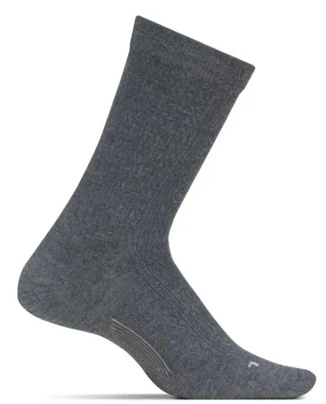 Feetures Women's Ultra Light Crew Textured Sock - Grey