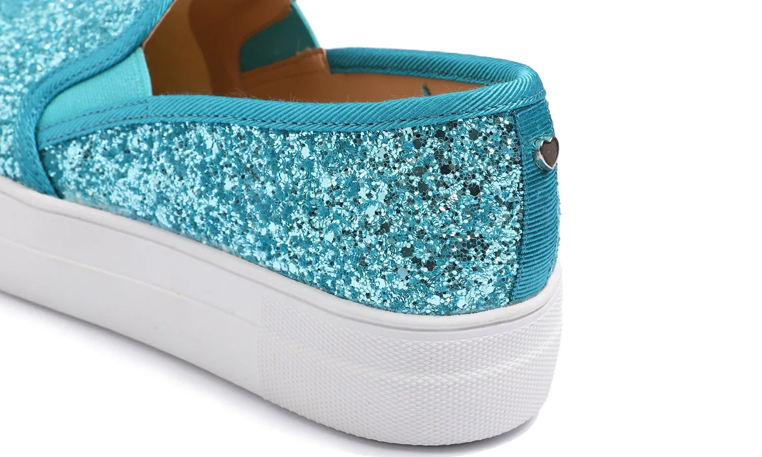 Feversole Women's Glitter Turquoise Platform Slip On Sneaker Casual Flat Loafers