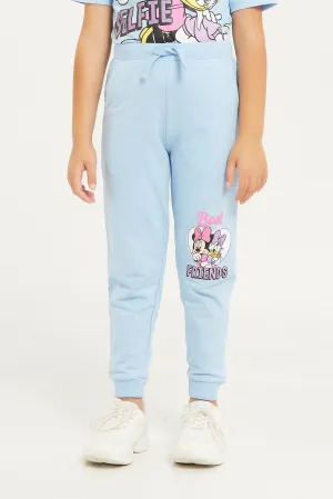 Girls Blue Minnie And Daisy Print Active Pants