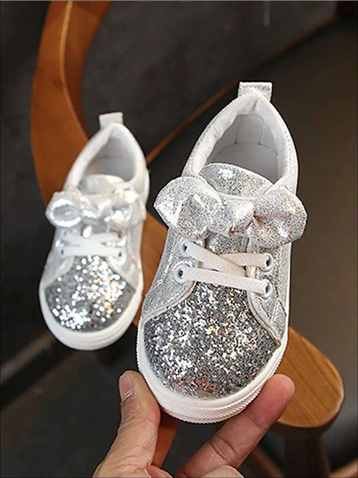 Girls Glitter Bow Princess Sneakers By Liv and Mia