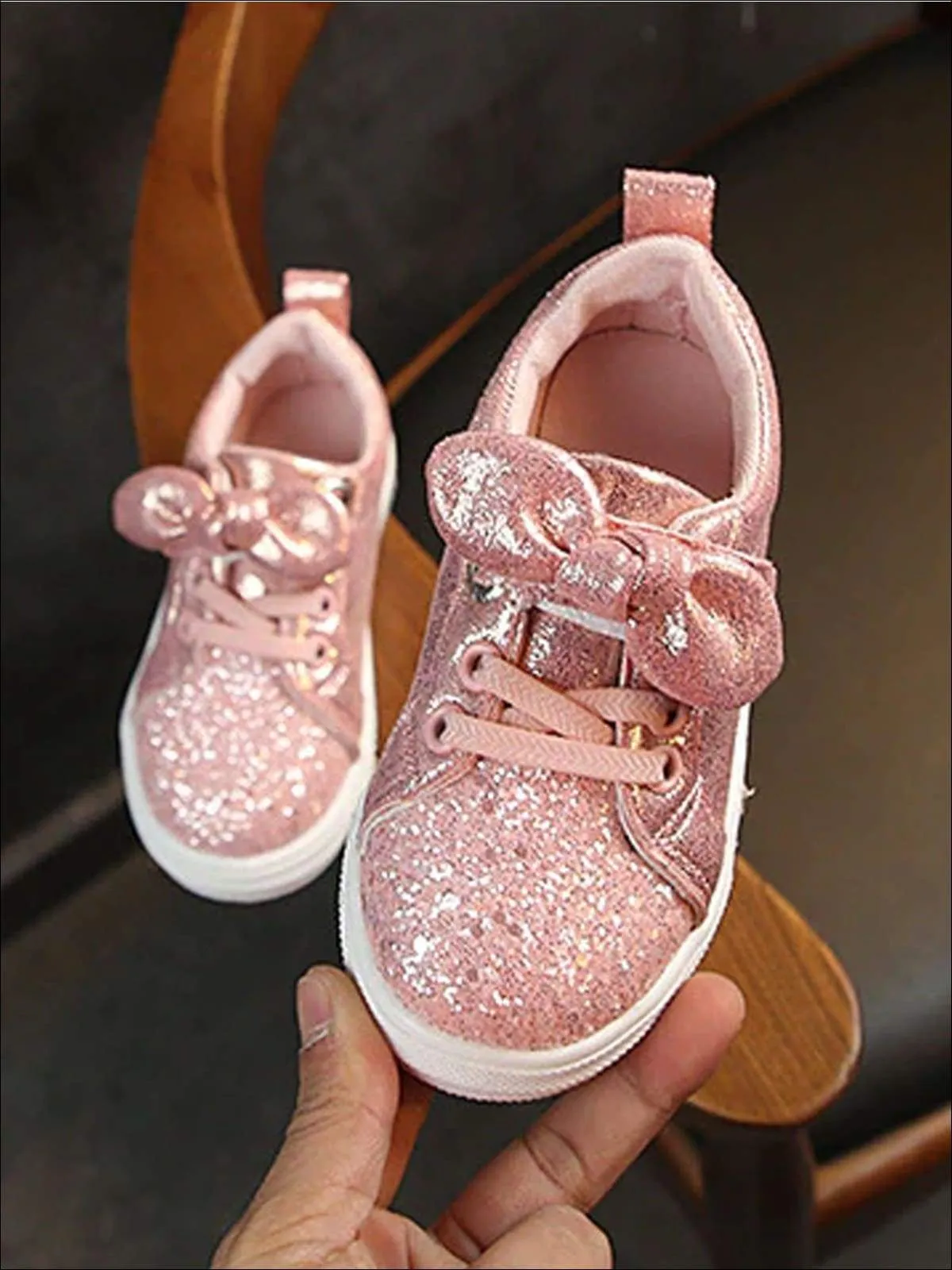 Girls Glitter Bow Princess Sneakers By Liv and Mia