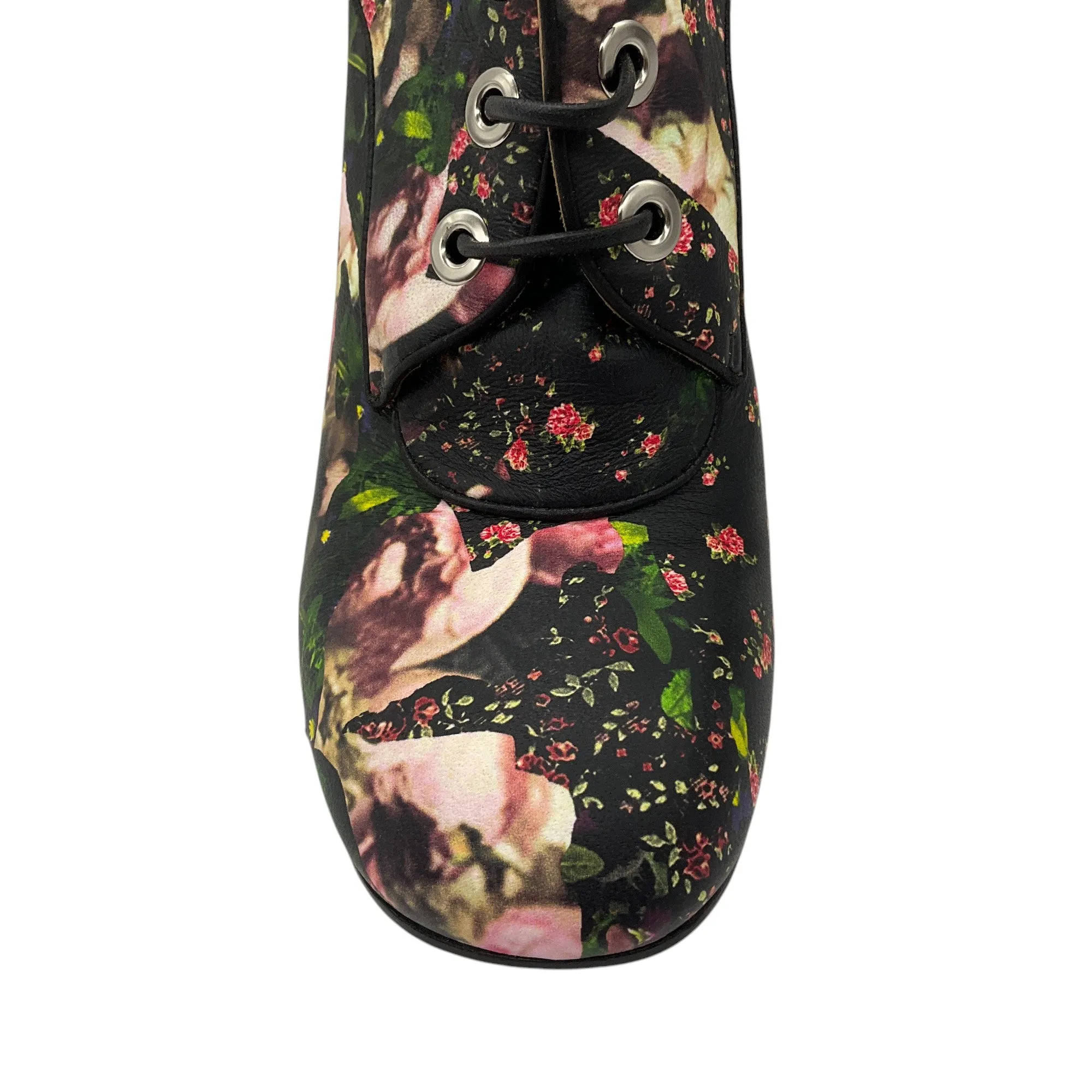 Givenchy Black Multi Floral Printed Leather Lace-Up Boots