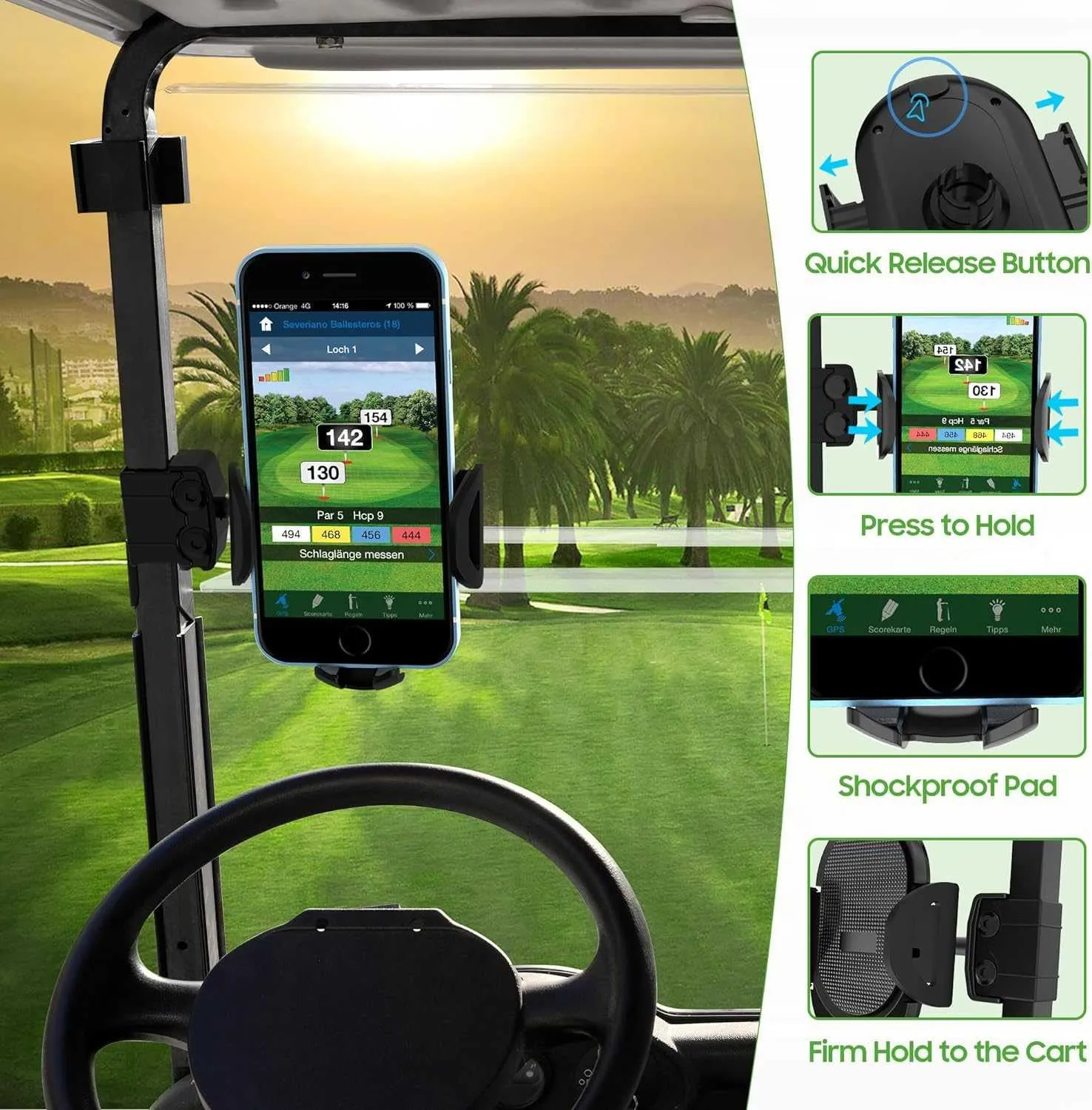 Golf Cart Cell Phone Holder Fits All Cell Phones Universal Racing Truck - 10L0L