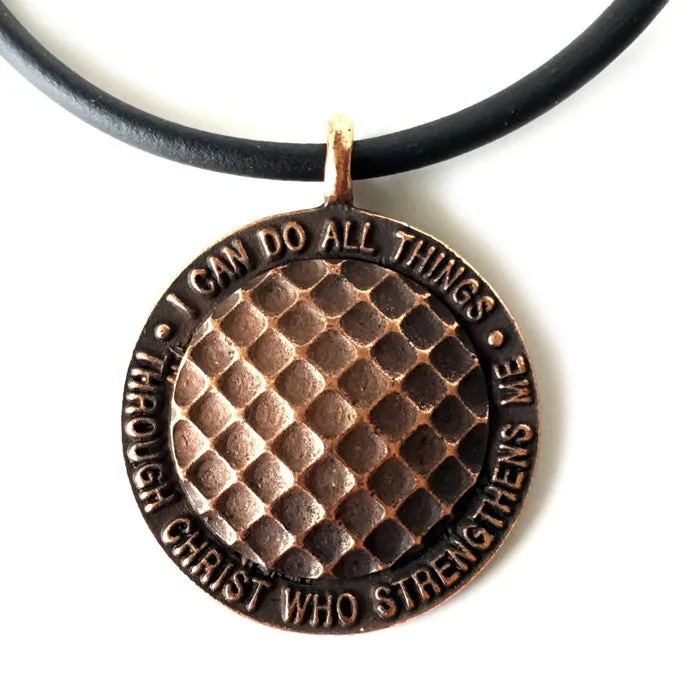 Golf Necklace Philippians 4:13 Antique Copper