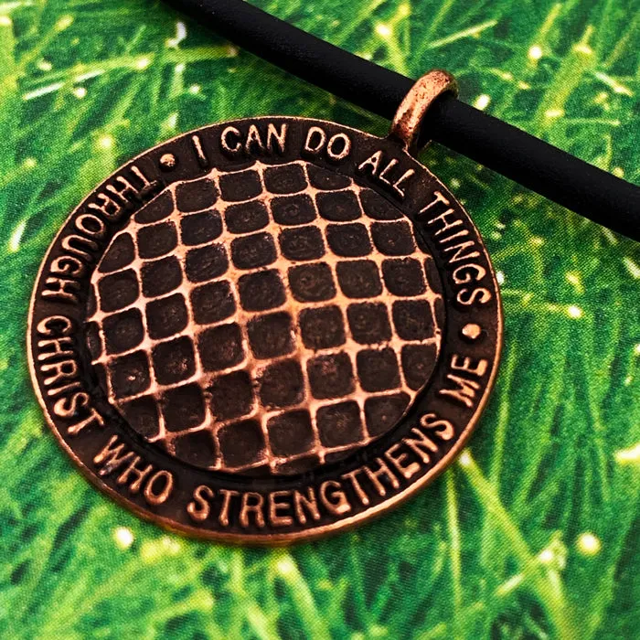 Golf Necklace Philippians 4:13 Antique Copper