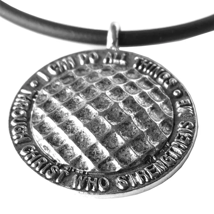 Golf Necklace Philippians 4:13 Antique Pewter