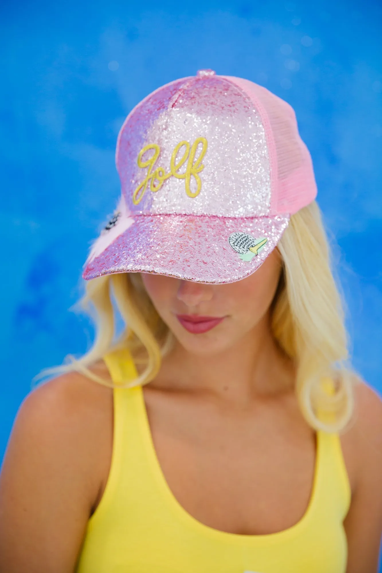 GOLF PINK GLITTER TRUCKER HAT