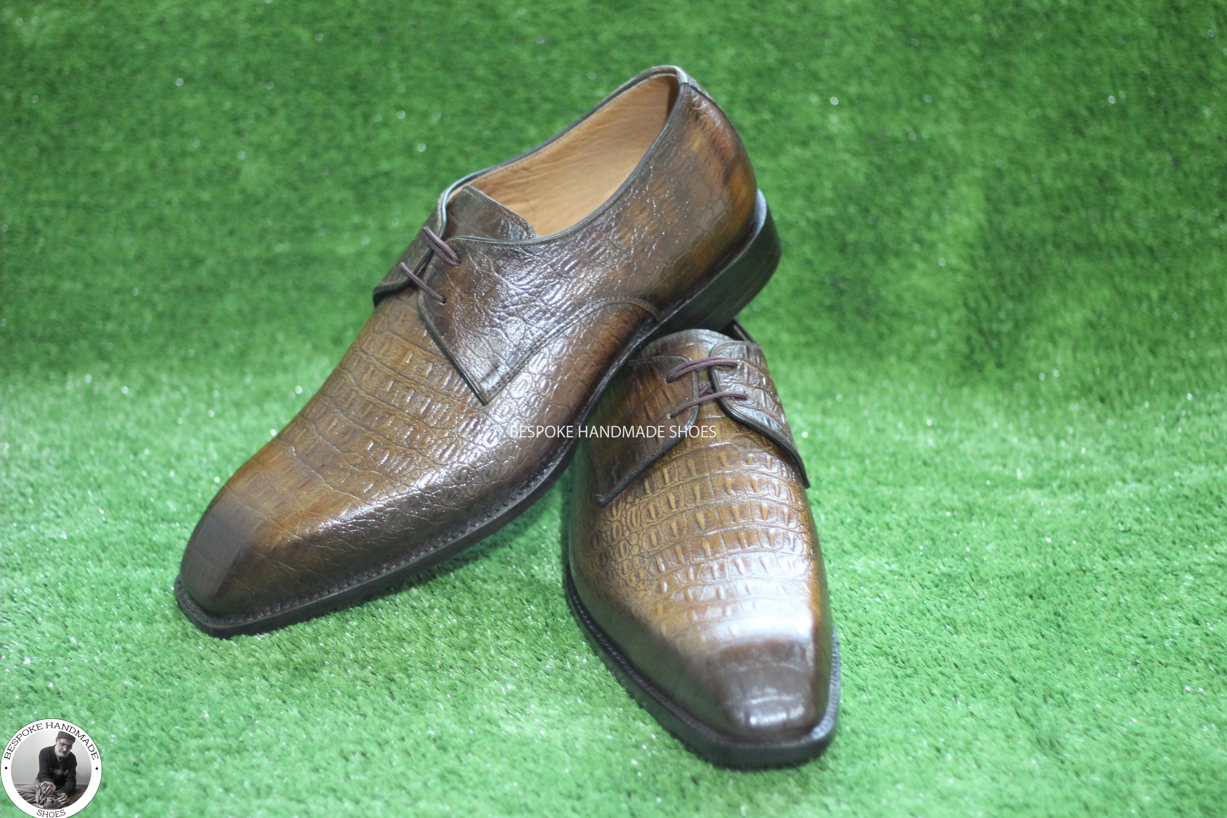 Handmade Men's Two Tone Leather Shoe, Wholecut Derby Lace up Dress / Casual Shoes