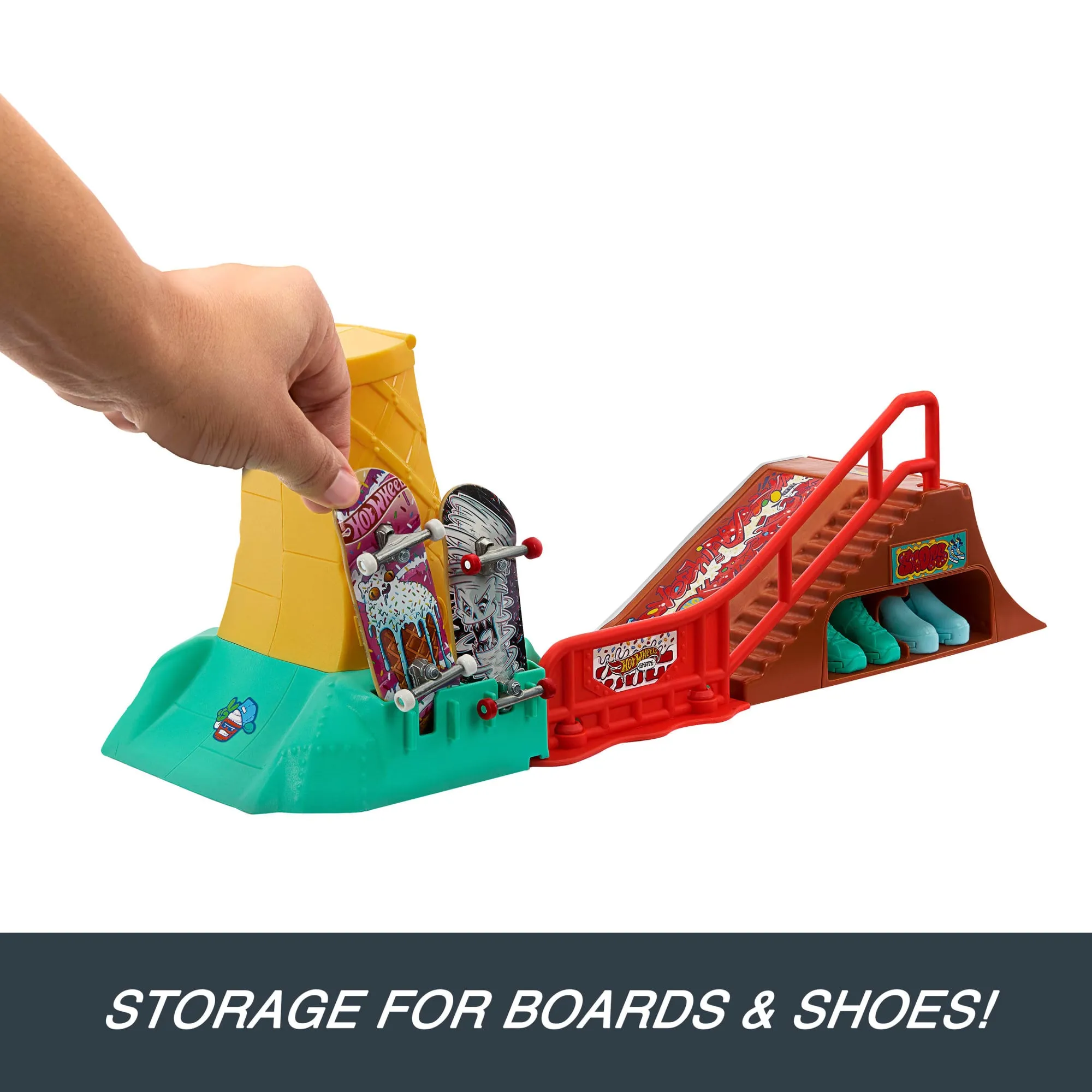 Hot Wheels Skate Dessert Skate Park With 1 Exclusive Finger Skateboard & 1 Pair Removable Skate Shoes