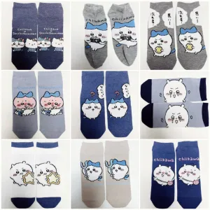 Japanese Cartoon Chiikawa Short Boot Socks | Cool Tone Casual Comic Style - Chiikawa Hachiware Hello Kitty