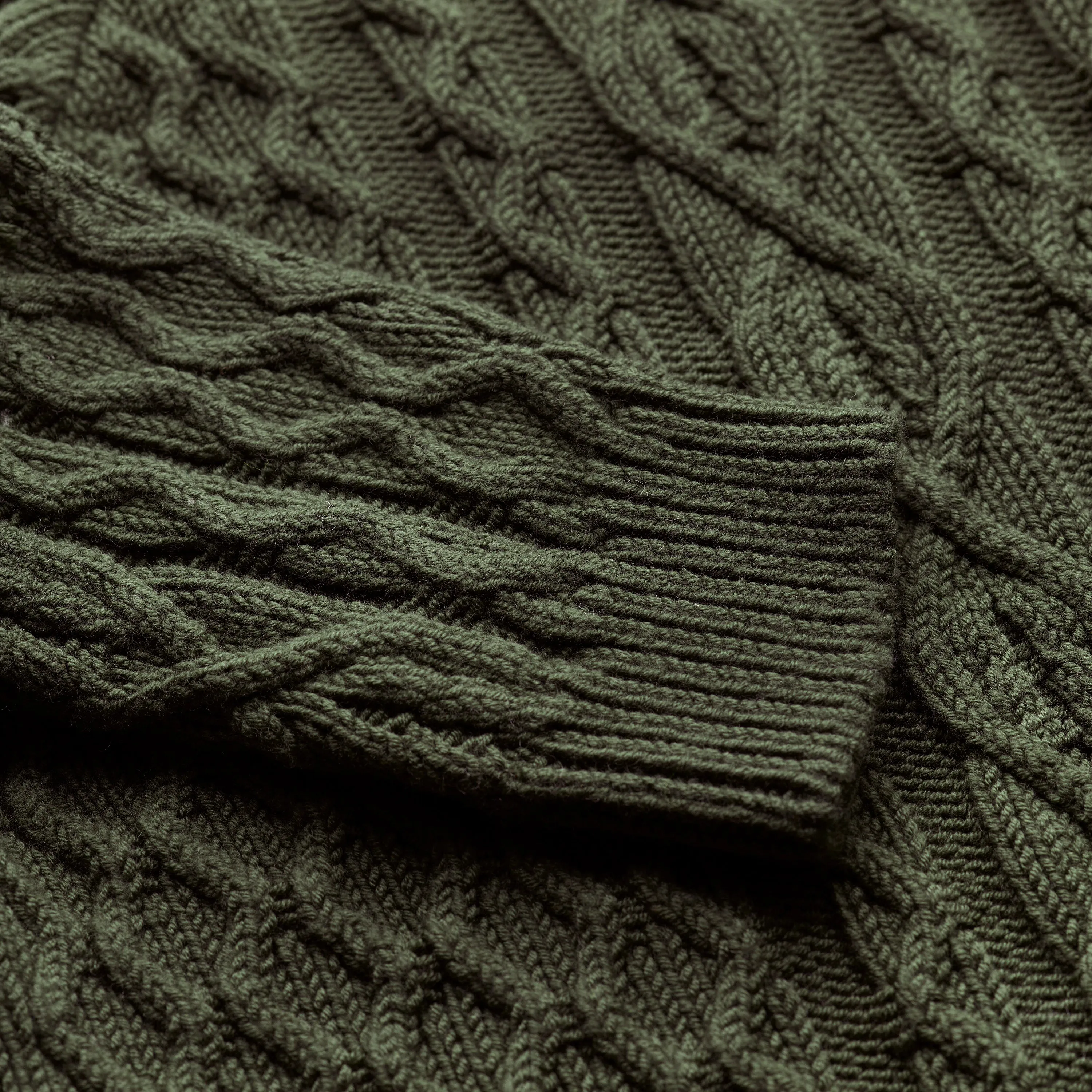 Juniper Green Woollen Cable Knit Jumper