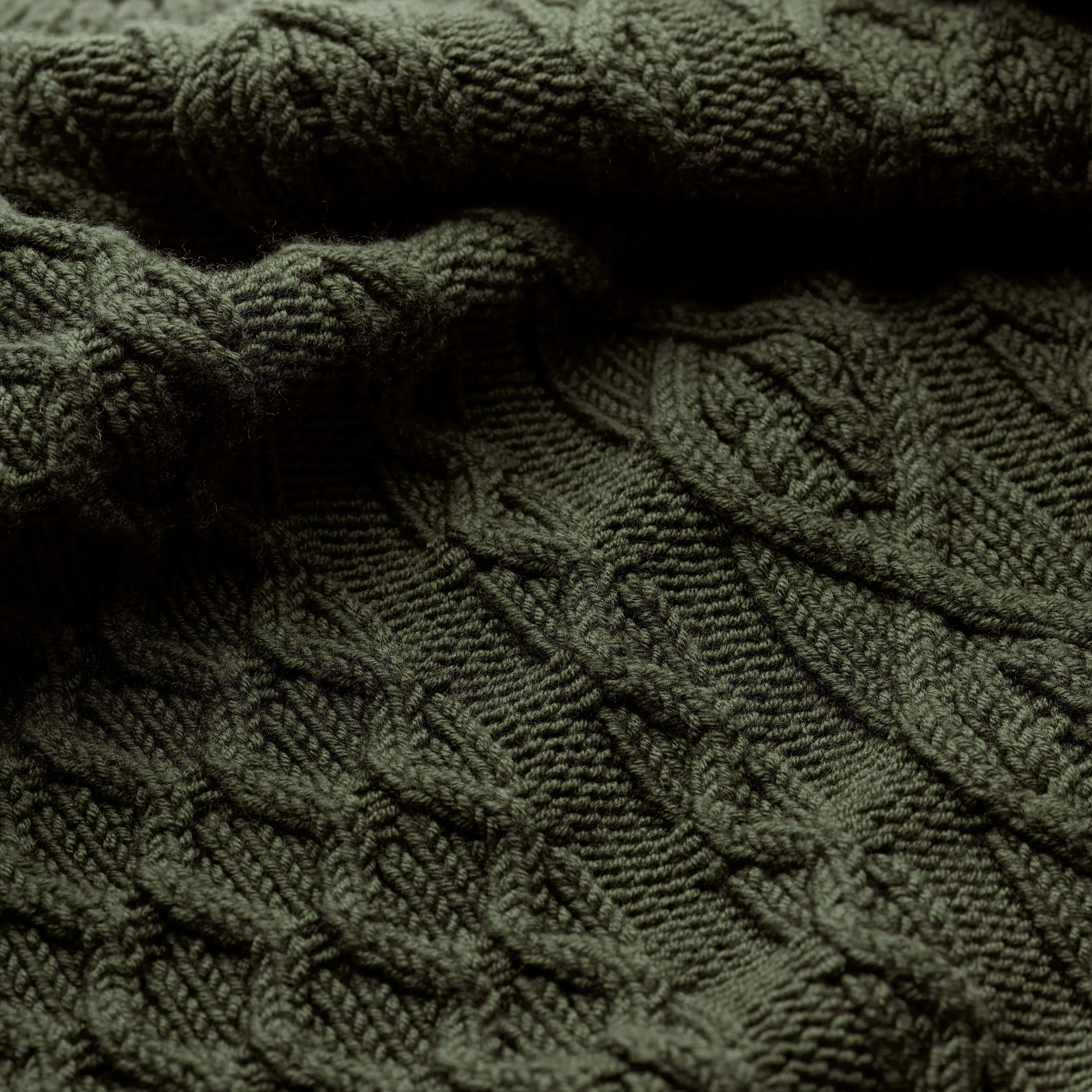 Juniper Green Woollen Cable Knit Jumper