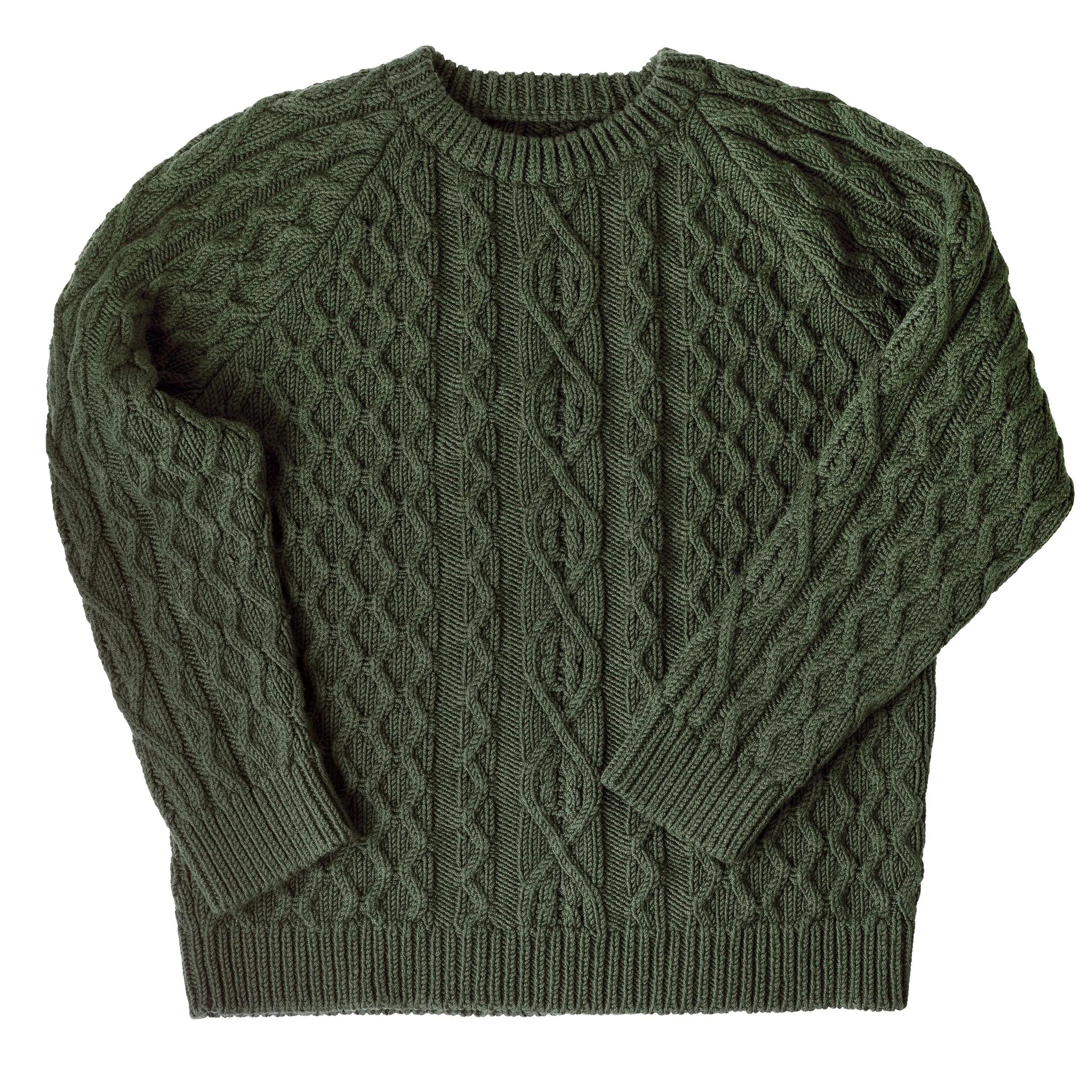 Juniper Green Woollen Cable Knit Jumper