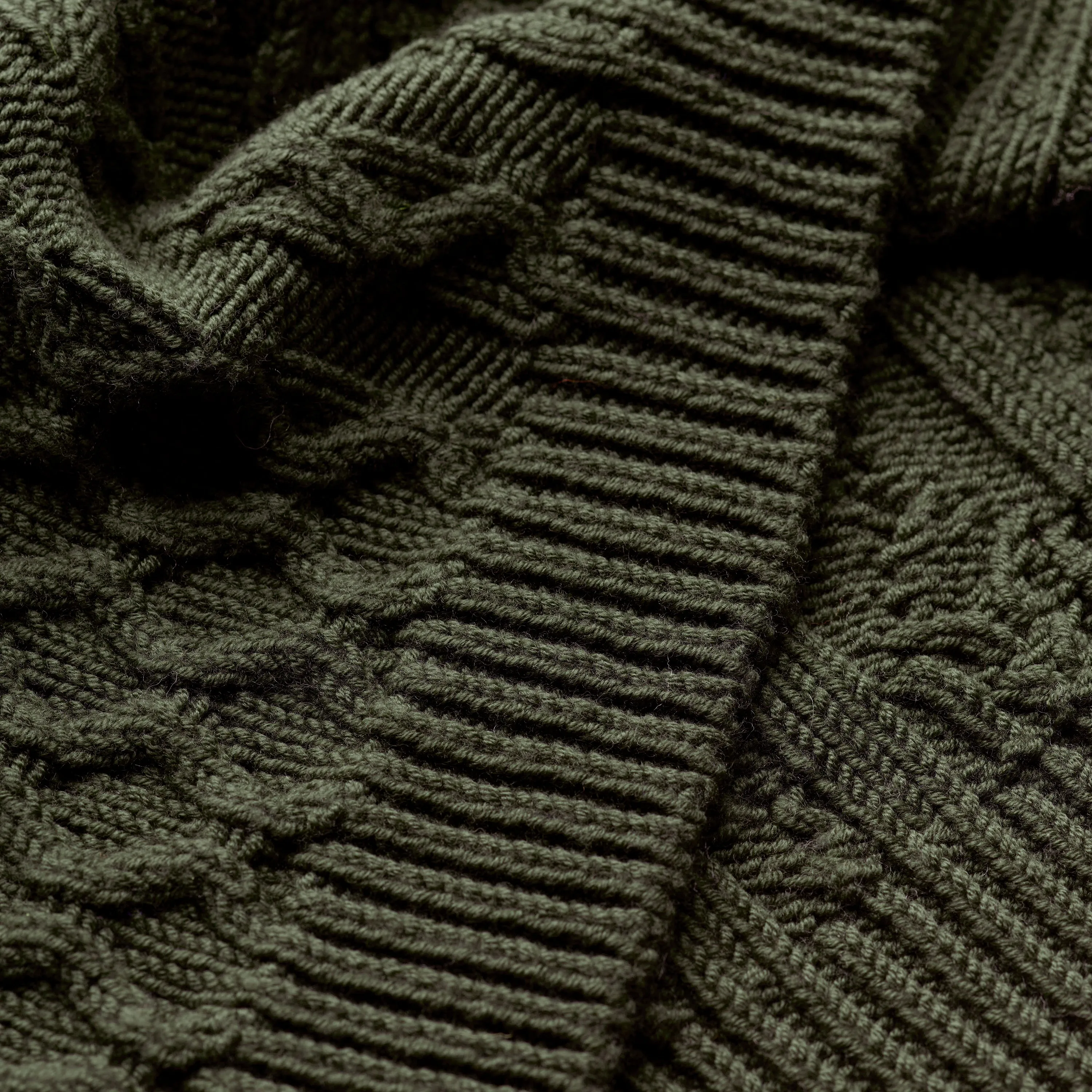 Juniper Green Woollen Cable Knit Jumper