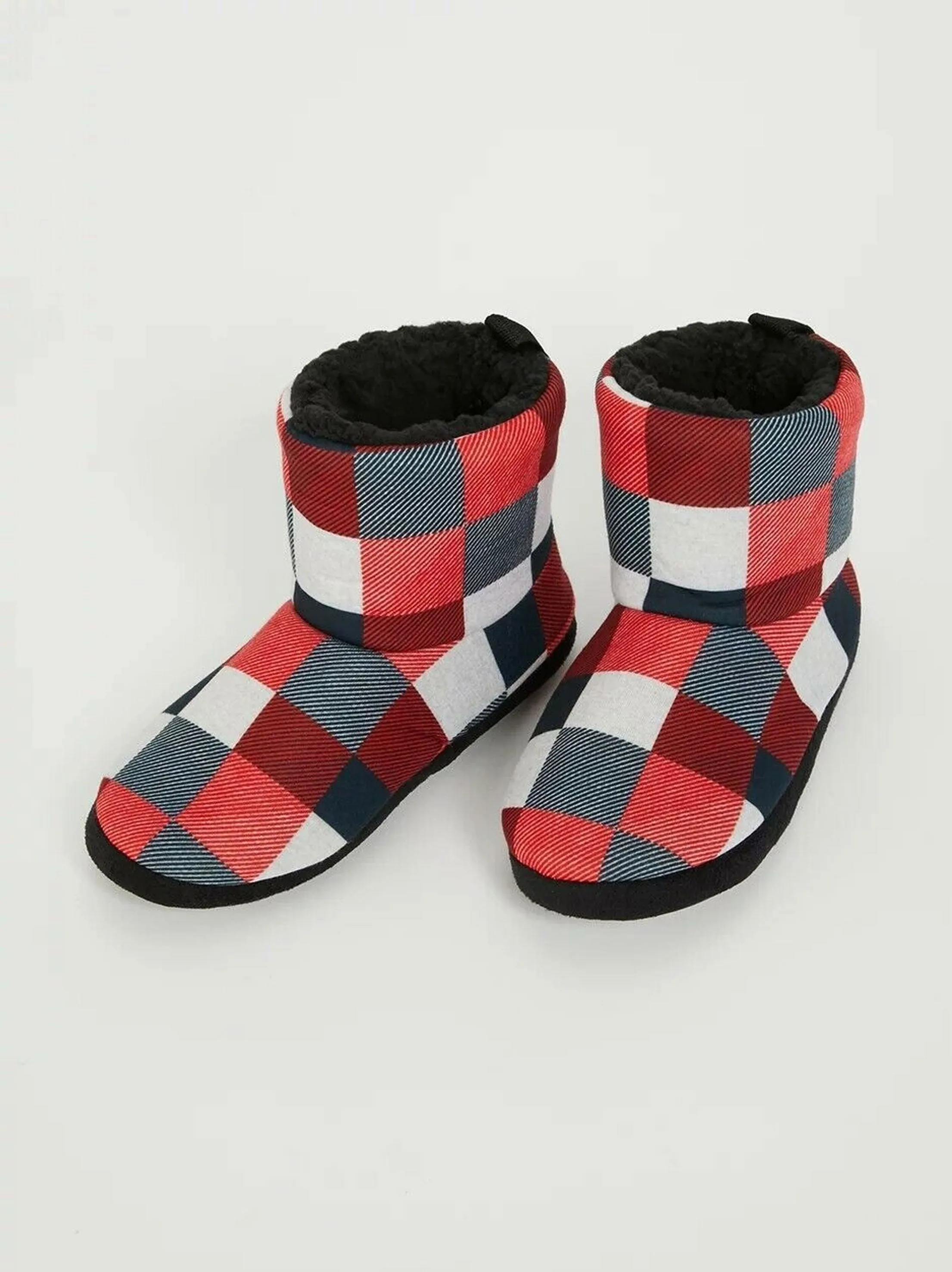 Kids Boy Plaid Fleece Slippers,Multi