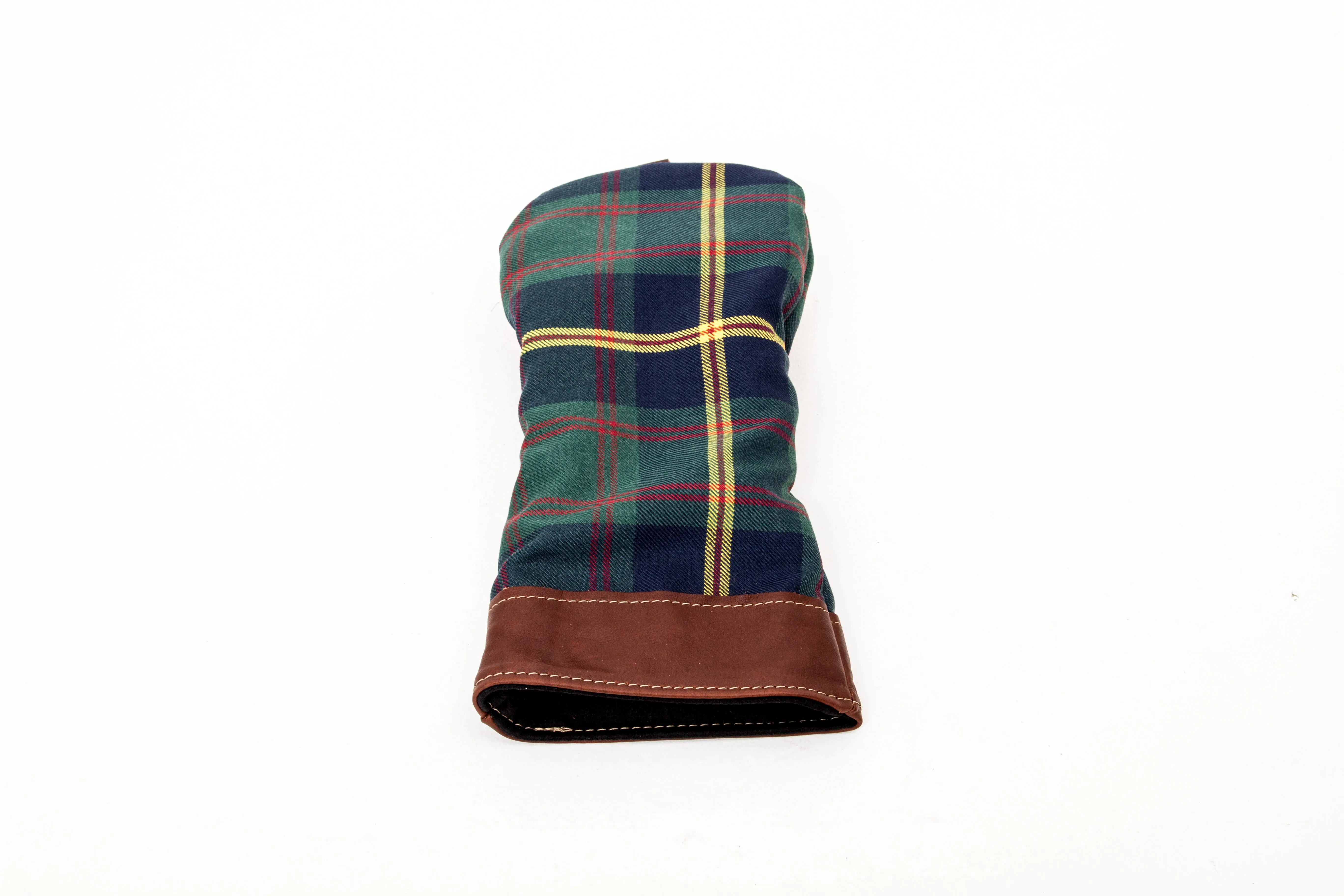 Leather and Wool Tartan Head Cover