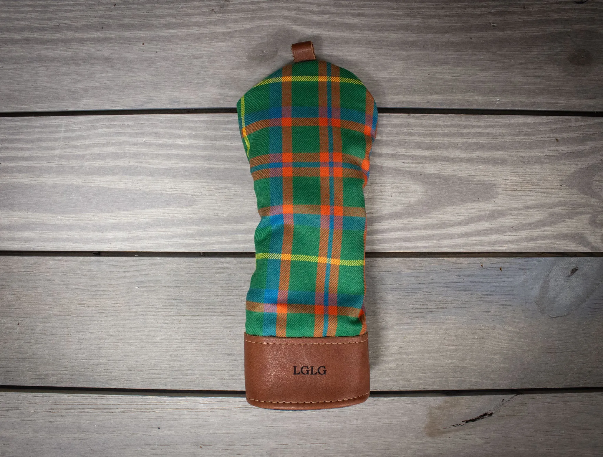 Leather and Wool Tartan Head Cover